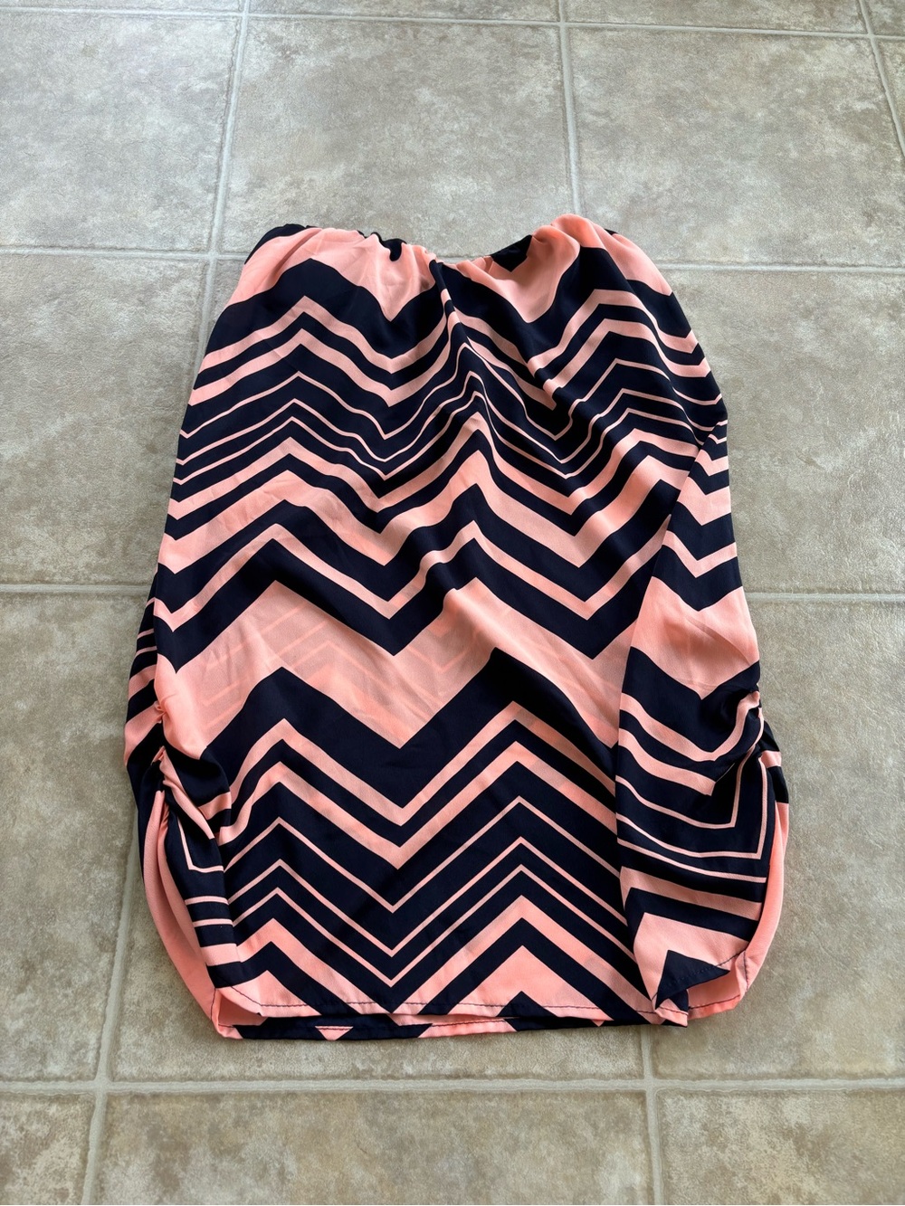 Papaya Navy and Pink Chevron Strapless Top